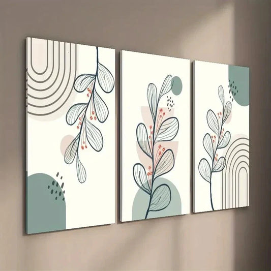 3pcs Sage Green Beige Boho Art Wall Art Set Canvas Framed 40x60cm - High Quality Print 100% Australian Made Wall Canvas Ready to Hang