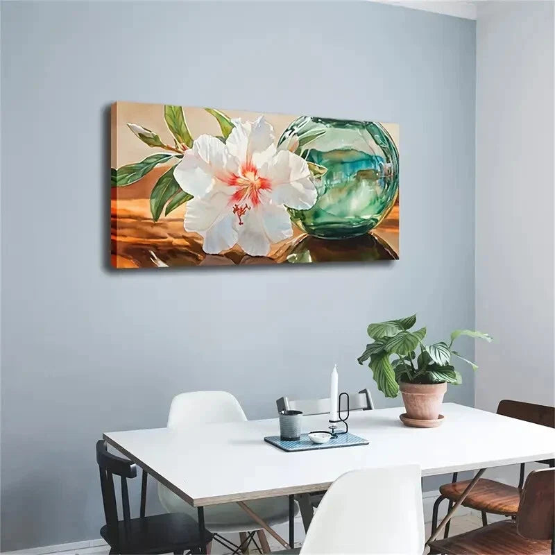 Realistic Style Hibiscus Flower Wall Art Canvas Office Home Room Framed 120x60cm