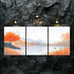 3pcs Autumn Landscape Vibrant Orange Perfect Wall Art Set Canvas Framed 40x60cm - High Quality Print 100% Australian Made Wall Canvas Ready to Hang