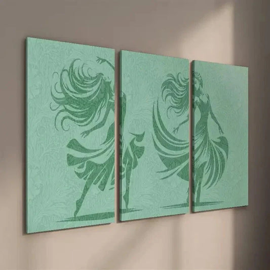 3pcs Ballet Dancing Girl Silhouette Illustration Wall Art Set Canvas Framed 40x60cm - High Quality Print 100% Australian Made Wall Canvas Ready to Hang