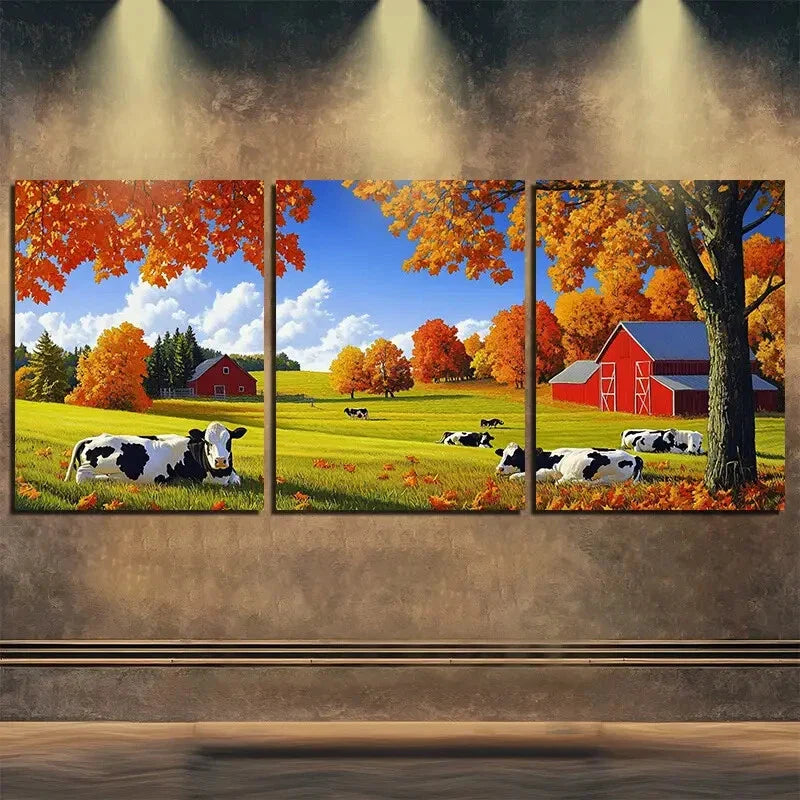 3pcs Autumn Scenery Beautiful Farm Perfect Wall Art Set Canvas Framed 40x60cm - High Quality Print 100% Australian Made Wall Canvas Ready to Hang