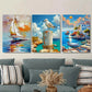 3pcs Seaside Sunset Sailboat and Seagull Triptych Metal Print Ready to Hang Art