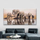 Elephant Herd Drinking Water Wall Art Canvas Office Home Room Framed 80x45cm