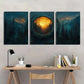 3pcs Modern Nordic Tree Ring Oil Painting Metal Print Ready to Hang Art