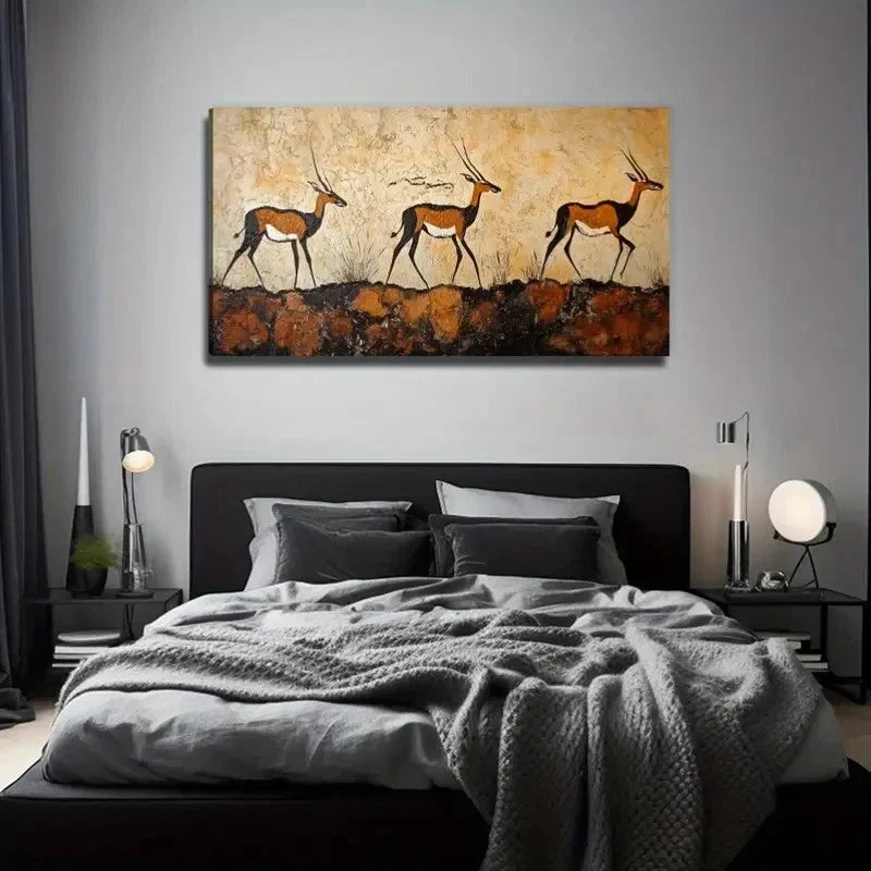 Three Deer Perfect Wall Art Canvas Office Home Room Framed 120x60cm