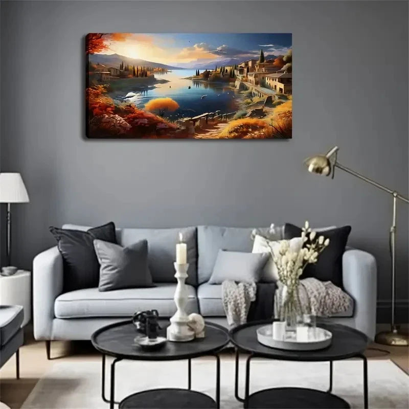 Vast Estate Landscape Wall Art Canvas Office Home Room Framed 120x60cm