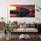 Leopard Sunset Reflection Wall Art Canvas Office Home Room Framed 80x45cm