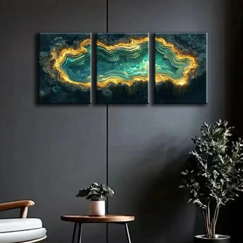 3pcs Abstract Aerial Emerald Green Photography Wall Art Set Canvas Framed 40x60cm - High Quality Print 100% Australian Made Wall Canvas Ready to Hang