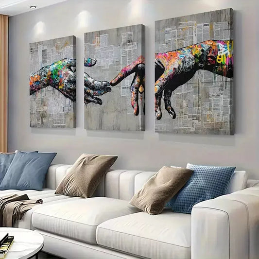 3pcs   Graffiti-Inspired Creation Wrapped Wall Art Set Canvas Framed 40x60cm - High Quality Print 100% Australian Made Wall Canvas Ready to Hang