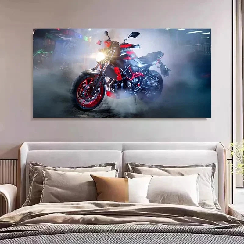 Motorcycle Heavy Bike Perfect Wall Art Canvas Office Home Room Framed 120x60cm