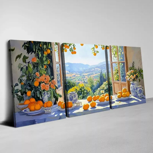 3pcs Peaceful Floral & Botanical Mountain View Wall Art Set Canvas Framed 40x60cm - High Quality Print 100% Australian Made Wall Canvas Ready to Hang