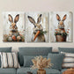 3pcs Cute Brown Bunny Eating Orange Carrot Metal Print Ready to Hang Art