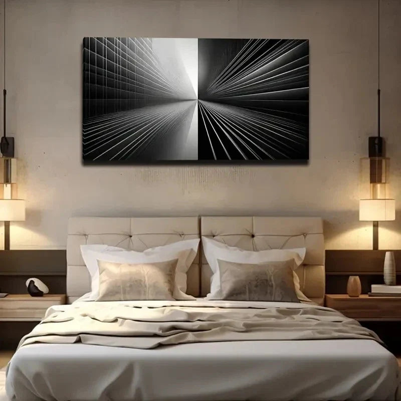 Abstract Pattern Black Wall Art Canvas Office Home Room Framed 120x60cm