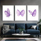 3pcs Butterfly Wall Art Set- Vibrant Purple Canvas Framed 40x60cm - High Quality Print 100% Australian Made Wall Canvas Ready to Hang