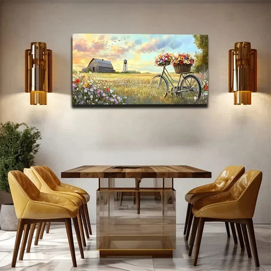 Field Full Of Colorful Flowers Wall Art Canvas Office Home Room Framed 120x60cm