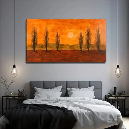 Orange & Red Sky Landscape Wall Art Canvas Office Home Room Framed 120x60cm