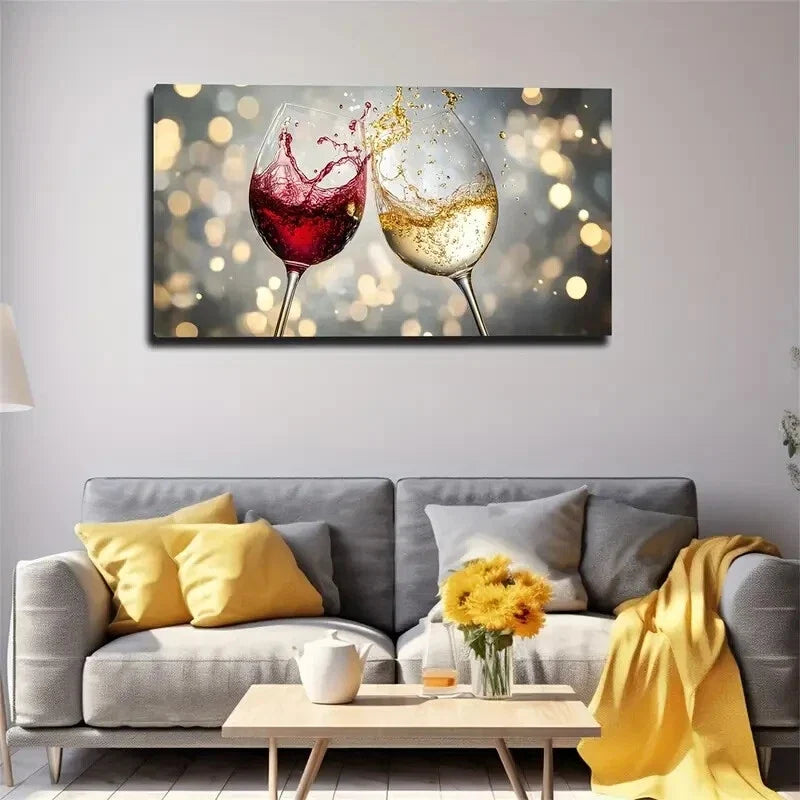 Two Clinking Goblets Perfect Wall Art Canvas Office Home Room Framed 120x60cm