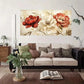 Red White Floral Wall Art Canvas Office Home Room Framed 120x60cm