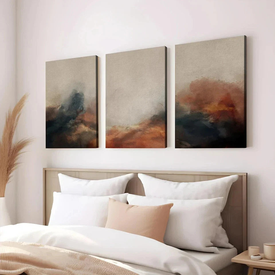 3pcs Modern Abstract Black & Gold Gray Dark Blue Wall Art Set Canvas Framed 40x60cm - High Quality Print 100% Australian Made Wall Canvas Ready to Hang