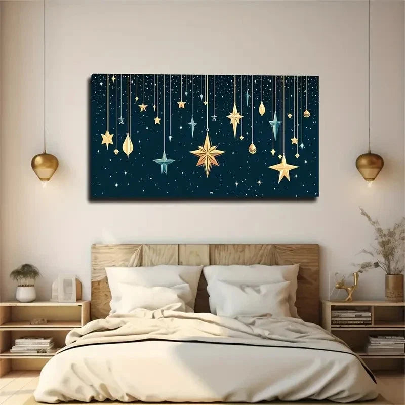 Stars Various Sizes Suitable Wall Art Canvas Office Home Room Framed 80x45cm