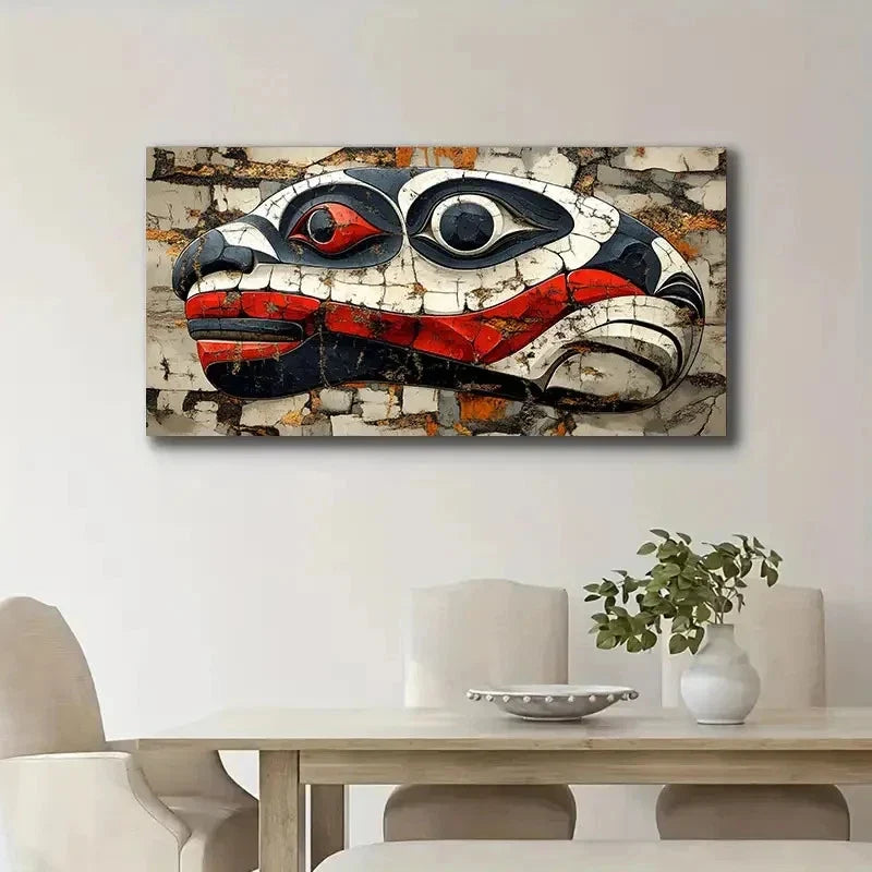 Modern Native American Inspired Wall Art Canvas Office Home Room Framed 120x60cm