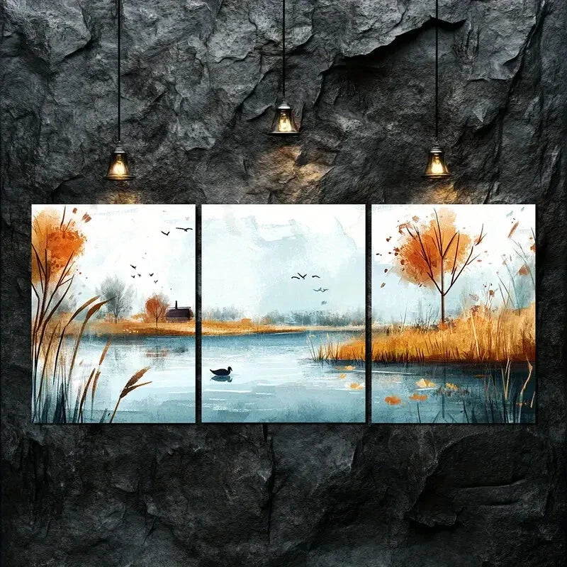 3pcs Featuring Exquisite Autumn Scenery Perfect Wall Art Set Canvas Framed 40x60cm - High Quality Print 100% Australian Made Wall Canvas Ready to Hang