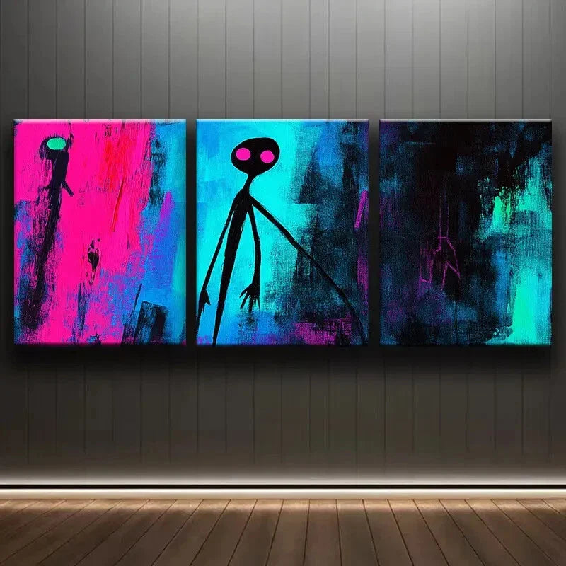 3pcs Modern Abstract Dark Colorful Perfect Wall Art Set Canvas Framed 40x60cm - High Quality Print 100% Australian Made Wall Canvas Ready to Hang