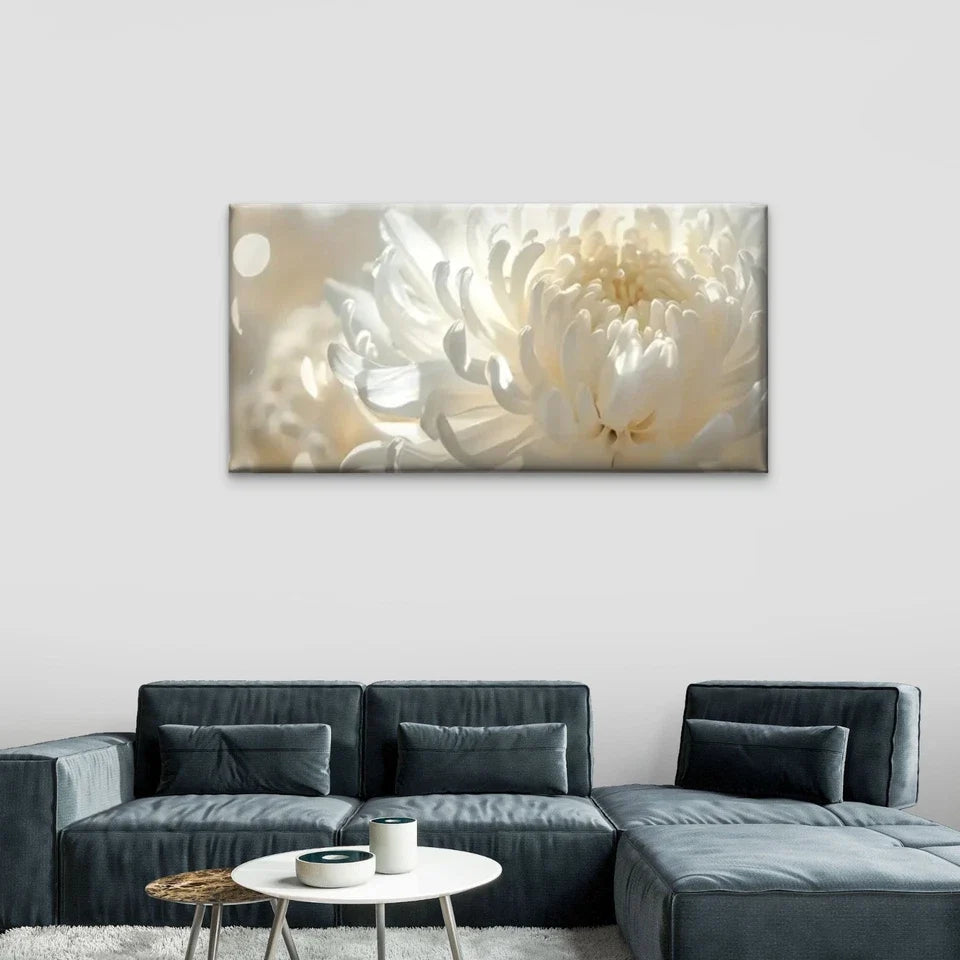 White Flowers Yellow Petal Wall Art Canvas Office Home Room Framed 120x60cm