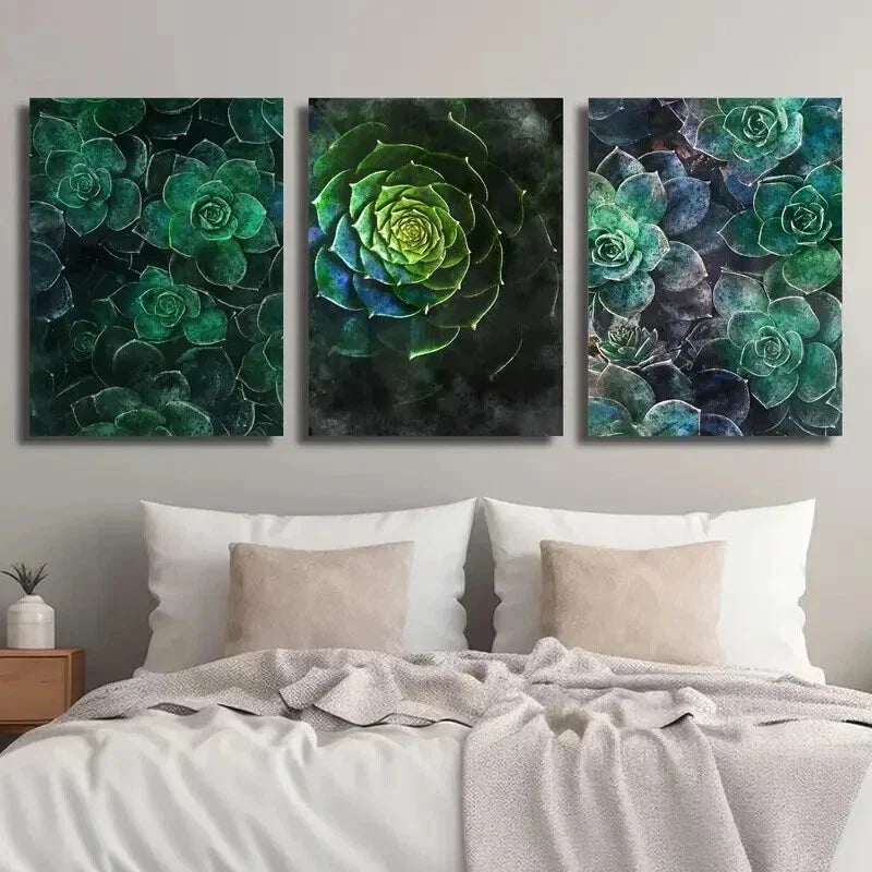 3pcs Green Nature Plant Murals Wall Art Set Canvas Framed 40x60cm - High Quality Print 100% Australian Made Wall Canvas Ready to Hang