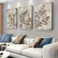 3pcs  Metallic Leaf Branch Triptych Wall Art Set Canvas Framed 40x60cm - High Quality Print 100% Australian Made Wall Canvas Ready to Hang