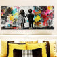 3pcs The two children drew back the curtains Metal Print Ready to Hang Art