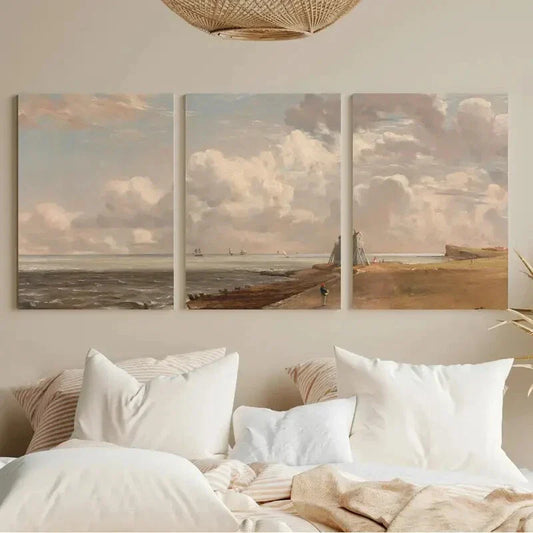 3pcs Serene Beach & Dramatic Skyline Metal Print Ready to Hang Art