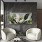 White Feathers Green Leaves Wall Art Canvas Office Home Room Framed 120x60cm