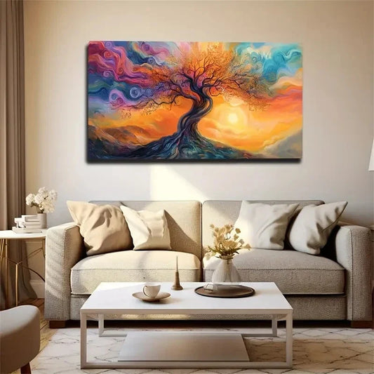 Orange Red Sky Color Magic Wall Art Canvas Office Home Room Framed 120x60cm
