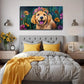 Dog With Wreath Suitable Wall Art Canvas Office Home Room Framed 120x60cm