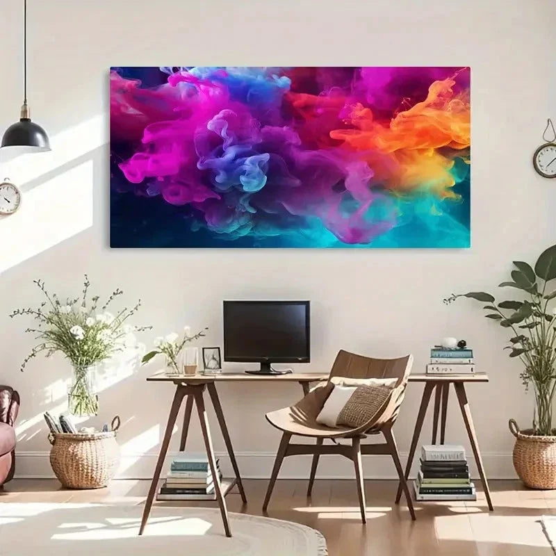 Abstract Colored Smoke Wall Art Canvas Office Home Room Framed 120x60cm