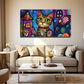 Cartoon Cat Aesthetic Deco Wall Art Canvas Office Home Room Framed 80x45cm