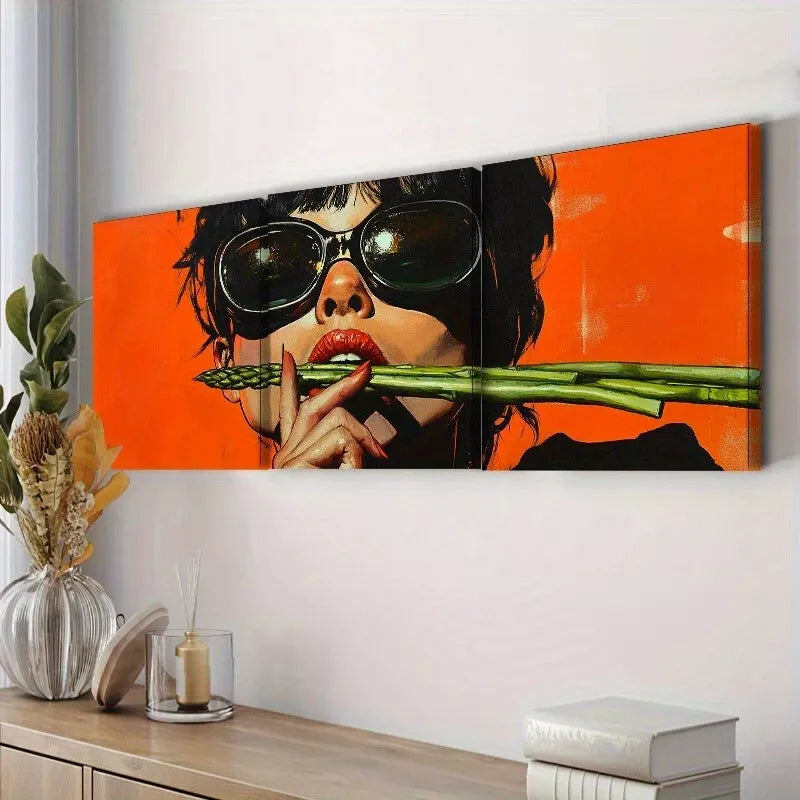 3pcs Design with Bold Colors & Fashion Glasses Wall Art Set Canvas Framed 40x60cm - High Quality Print 100% Australian Made Wall Canvas Ready to Hang