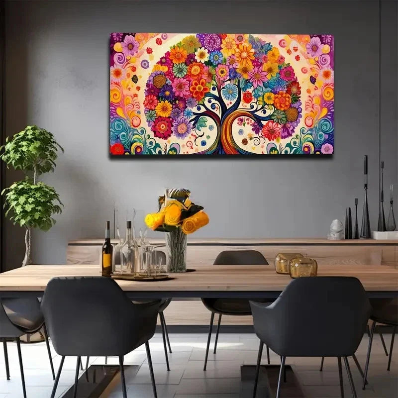 Vibrant Abstract Tree Wall Art Canvas Office Home Room Framed 120x60cm
