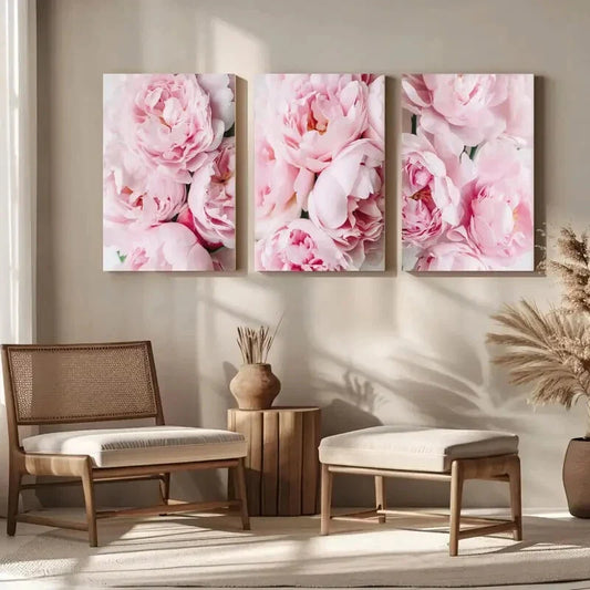 3pcs Peony Flower Painting Peonies Metal Print Ready to Hang Art