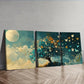 3pcs Butterfly Tree Design Durable Luxury Moon Wall Art Set Canvas Framed 40x60cm - High Quality Print 100% Australian Made Wall Canvas Ready to Hang