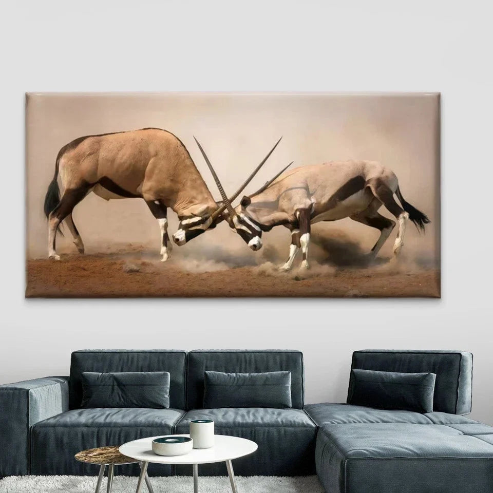 Oryx Antelope Wildlife Wall Art Canvas Office Home Room Framed 120x60cm