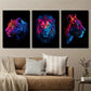 3pcs Neon Wild Animals Leopard Lion and Tiger Wall Art Set Canvas Framed 40x60cm - High Quality Print 100% Australian Made Wall Canvas Ready to Hang