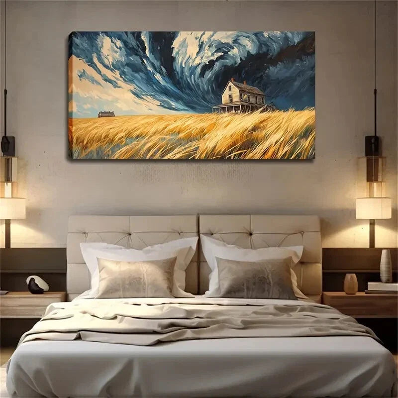 Abstract Black Clouds Over Wall Art Canvas Office Home Room Framed 120x60cm