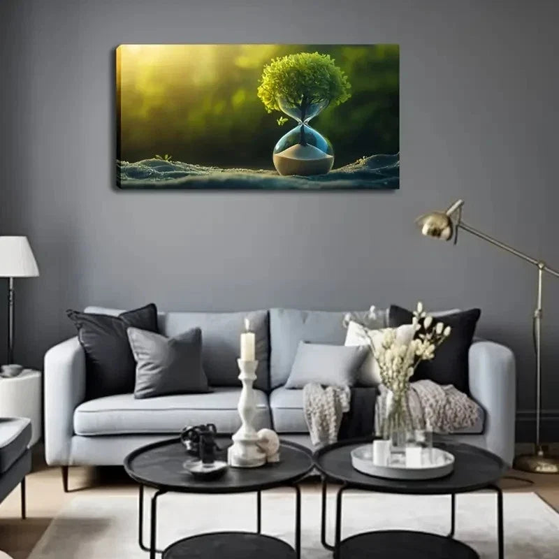 Realistic Hourglass Tree Wall Art canvas office home room framed 120x60cm