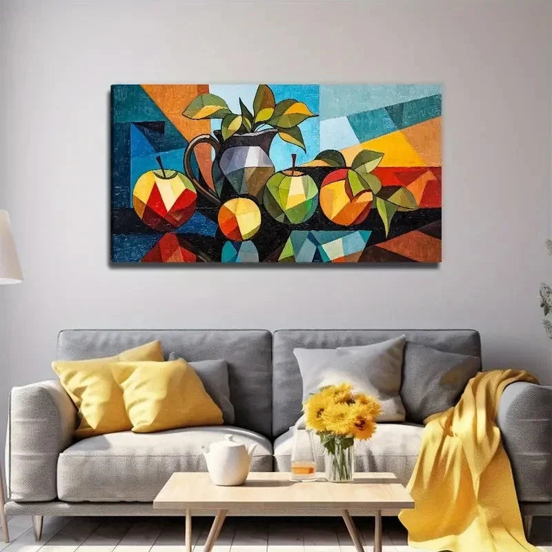 Apple Pot Suitable Wall Art Canvas Office Home Room Framed 80x45cm