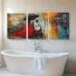 3pcs Elegant Red & White Figures Against Perfect Wall Art Set Canvas Framed 40x60cm - High Quality Print 100% Australian Made Wall Canvas Ready to Hang