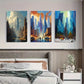 3pcs Abstract Urban Night Street Scenes Metal Print Ready to Hang Art