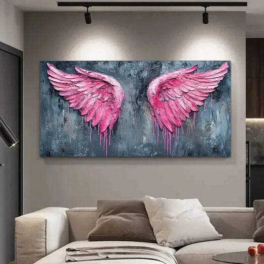 Graffiti Apricot Leaf Fashion Wall Art Canvas Office Home Room Framed 80x45cm