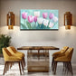 White & Light Blue Pink Tulip Wall Art Canvas Office Home Room Framed 120x60cm